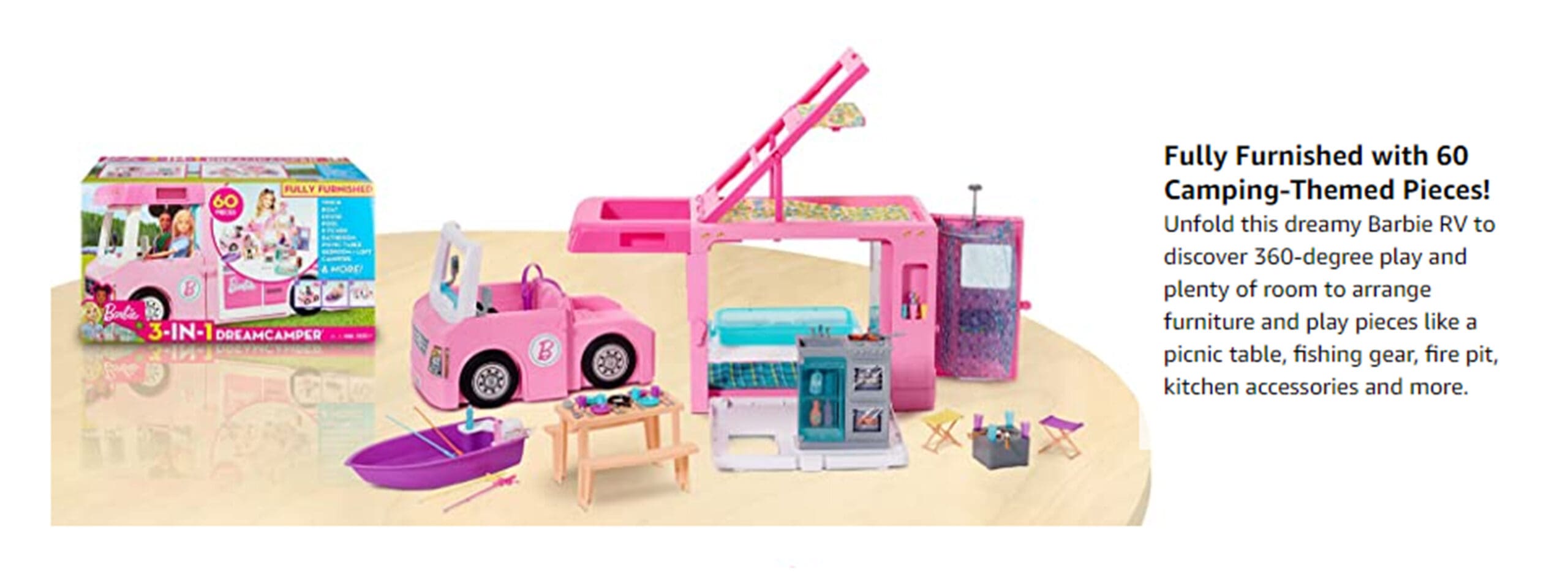Barbie Dream Camper Pink Pop Out Caravan Playset