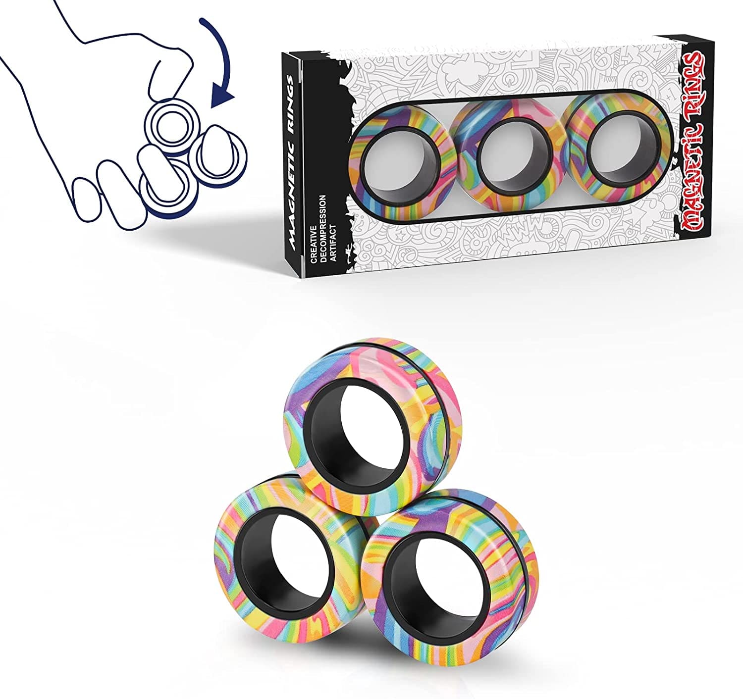 Magnetic Rings Fidget Spinner Toy Set