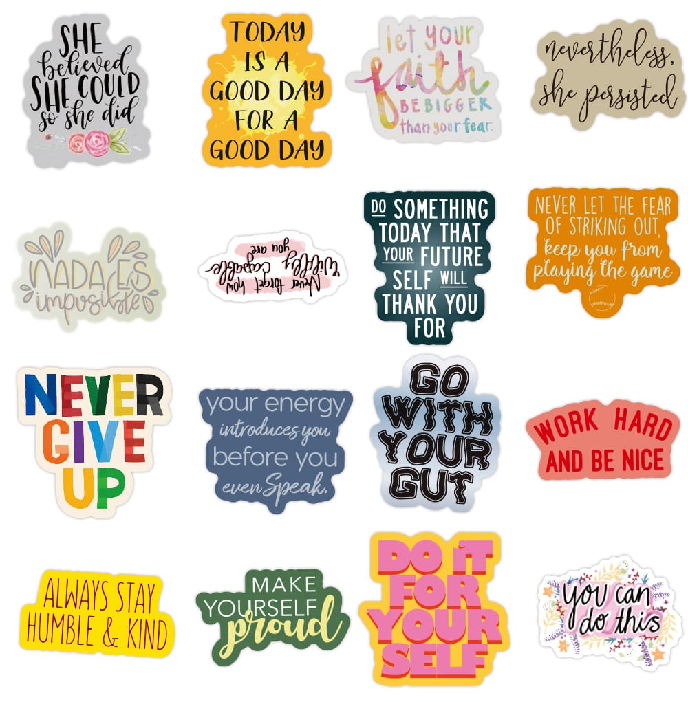 Life Motivational Phrases Stickers