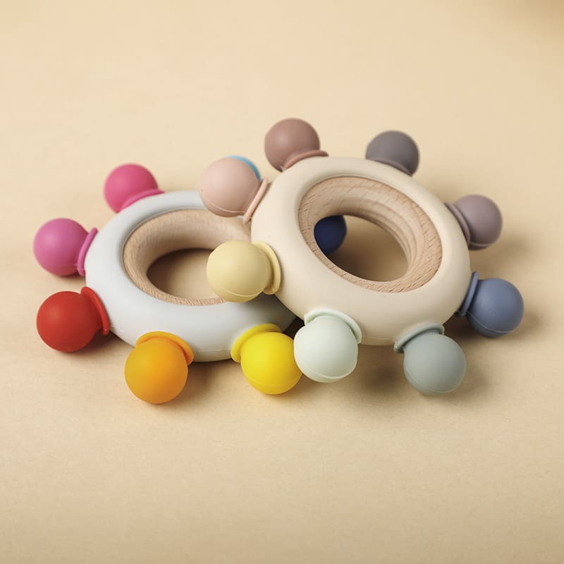 Rudder Shape Silicone and Wooden Baby Teether Toy