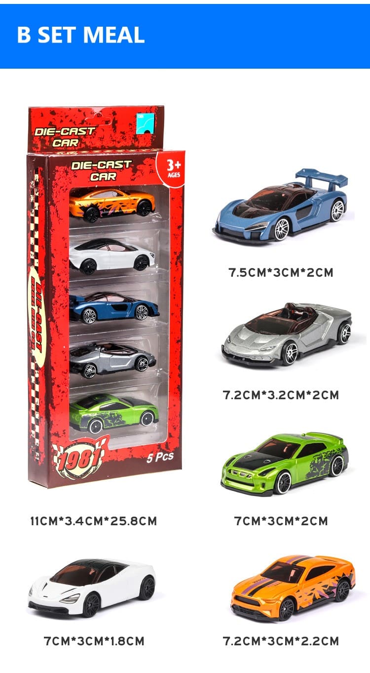 5Pcs/Set Diecast Simulation 1:64 Mini kids Toy Car Vehicle Sliding Alloy Sports Car Model Set Multi-style Gift Toys For Children