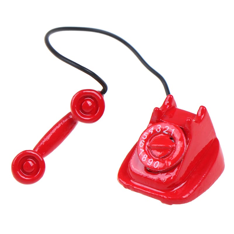 1:12 1:6 Mini Miniature Phone Model Alloy Vintage Retro Rotary Telephone Dollhouse Furniture Toys Decoration Accessories