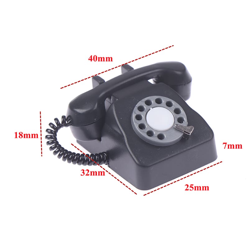 1:12 1:6 Mini Miniature Phone Model Alloy Vintage Retro Rotary Telephone Dollhouse Furniture Toys Decoration Accessories