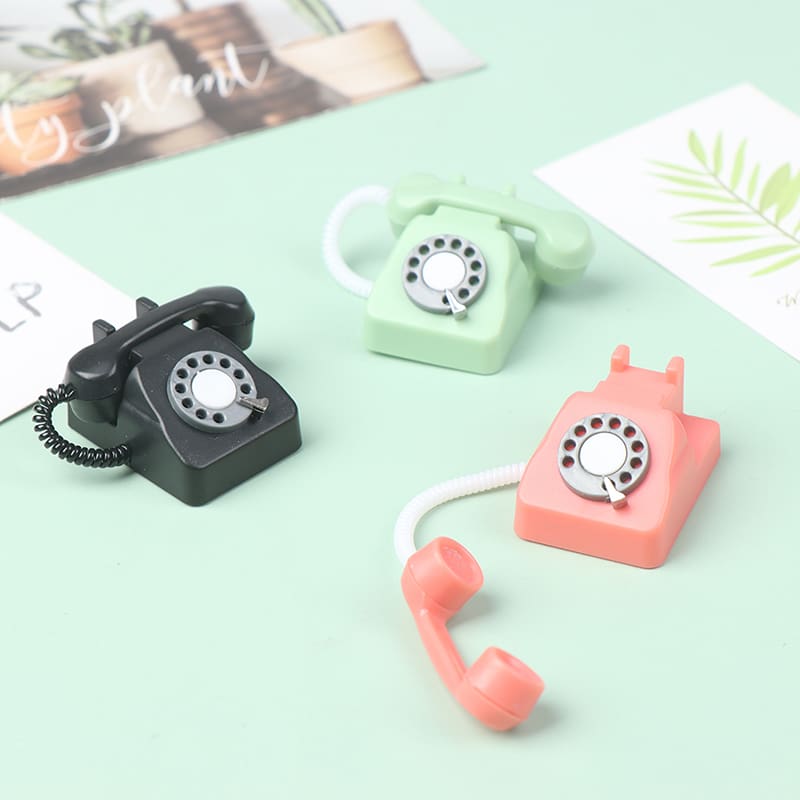 1:12 1:6 Mini Miniature Phone Model Alloy Vintage Retro Rotary Telephone Dollhouse Furniture Toys Decoration Accessories