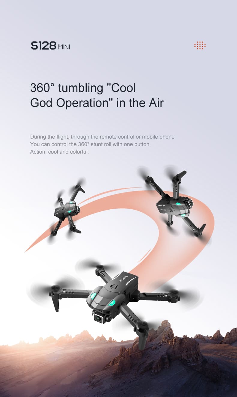 S128 Mini Drone 4K HD Camera Three-sided Obstacle Avoidance Air Pressure Fixed Height Professional Foldable Quadcopter Toys