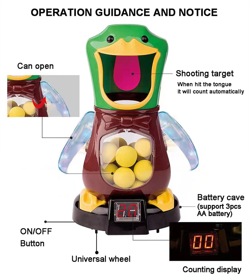 Hungry Shooting Duck Toys 98K Pistol Air-powered Gun Soft Bullet Ball Scoring Battle Games With Light Can Walk Gun Kids Gifts