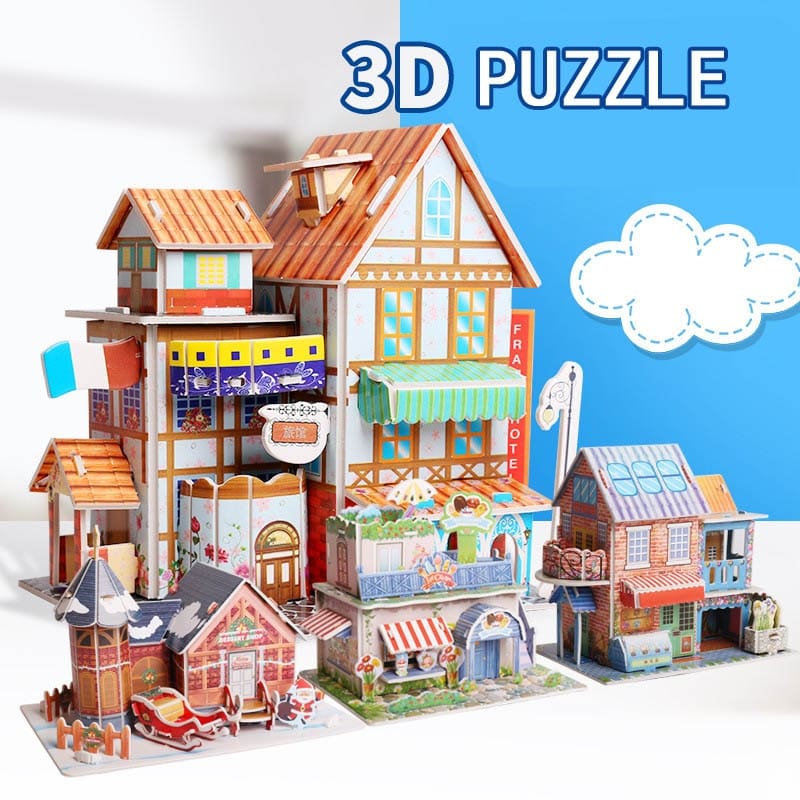 DIY 3D Puzzle Cartoon House Building Model Toys