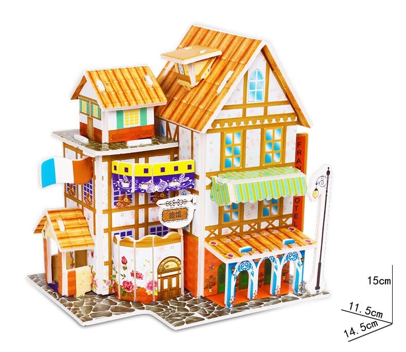 Kids 3D Stereo Puzzle Cartoon House Castle Building Model DIY Handmade Early Learning Educational Toys Gift for Children