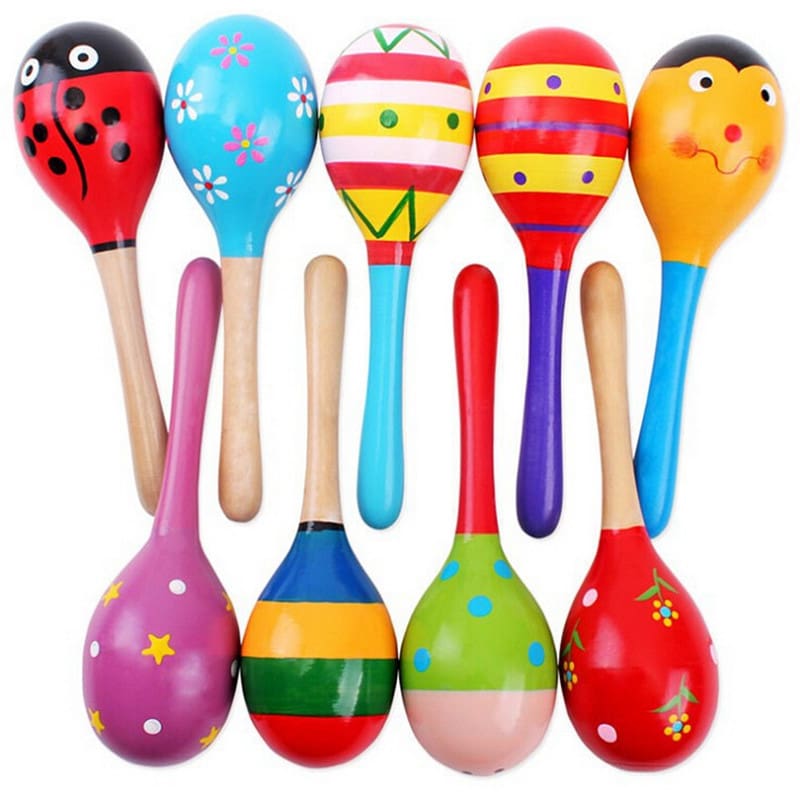 1pcs Colorful Wooden Maracas Baby Child Musical Instrument Rattle Shaker Party Children Gift Toy toddler toys