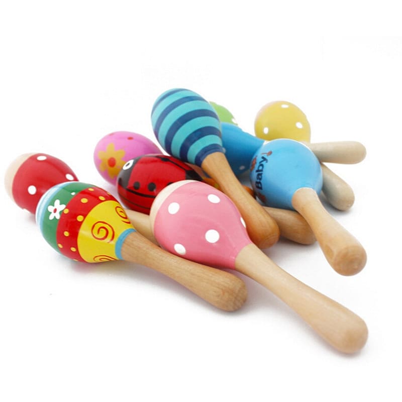 Colorful Wooden Maracas Baby Rattle Toy