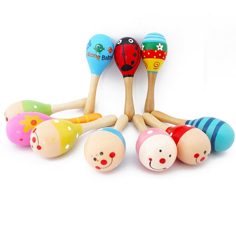 Colorful Wooden Maracas Baby Rattle Toy