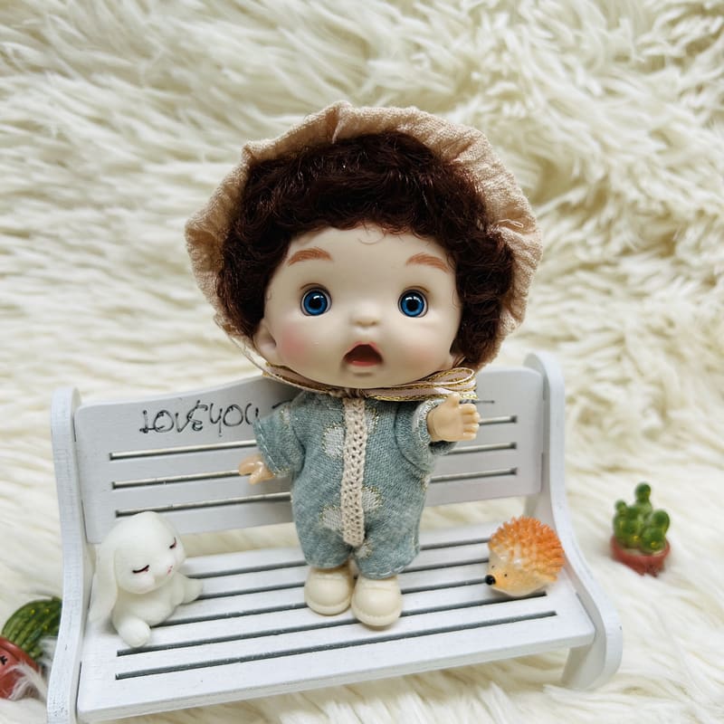 New Mini 1/12 Doll Cute Surprise Face Boy Girl OB11 Doll Blue Green Eyeballs with Clothes 10CM Dolls Toys Gift for Girls