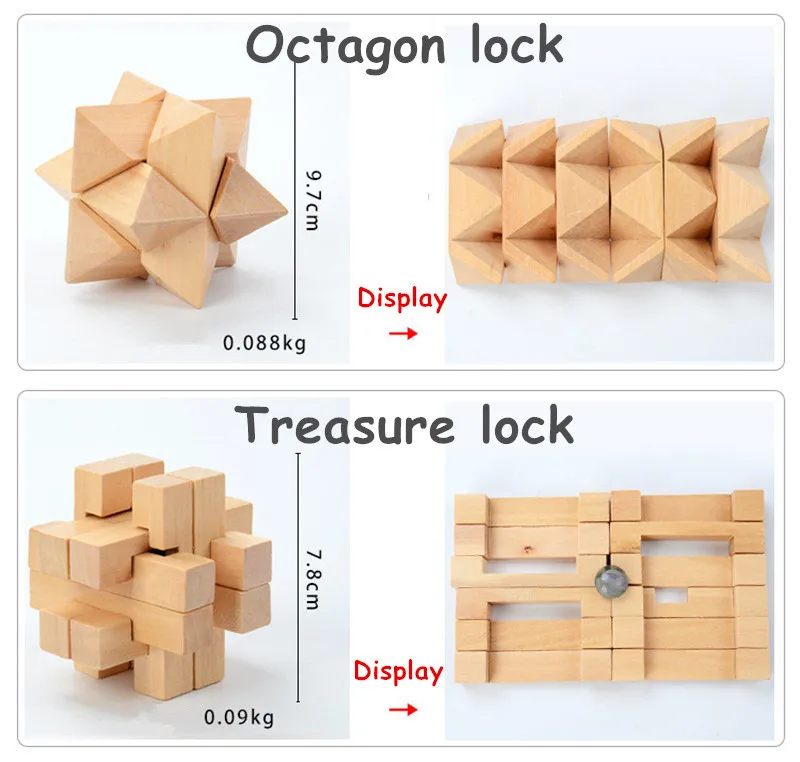 3D Wooden Puzzle Lock Toy For Children Adults