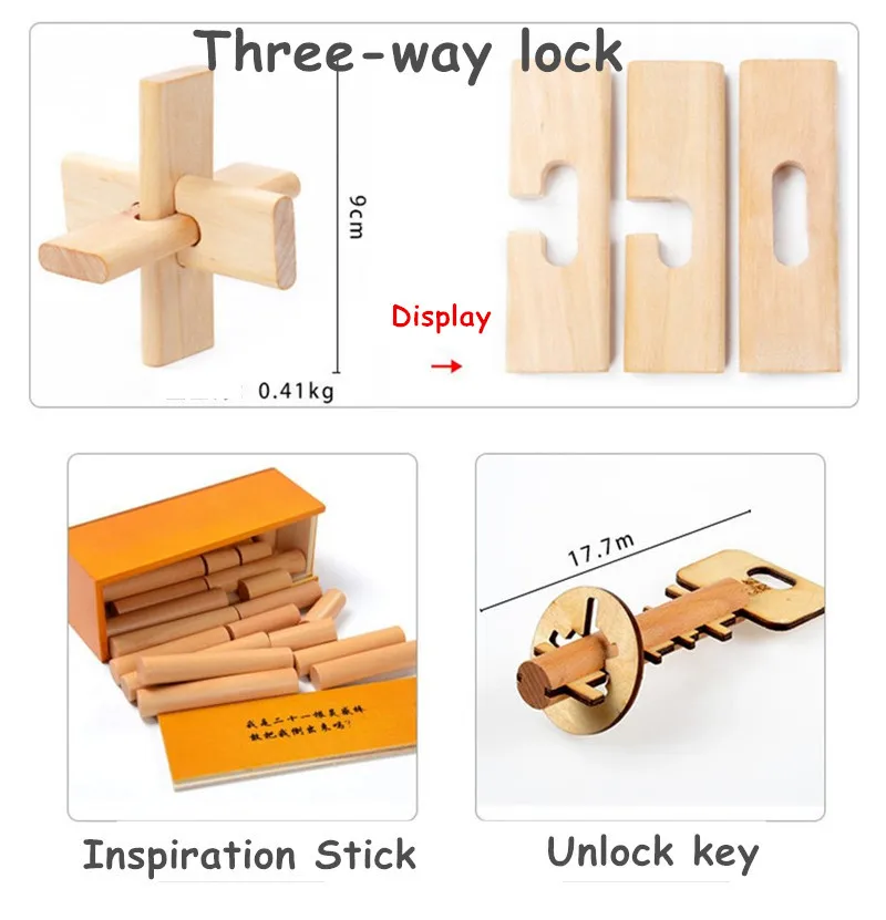 3D Wooden Puzzle Lock Toy For Children Adults