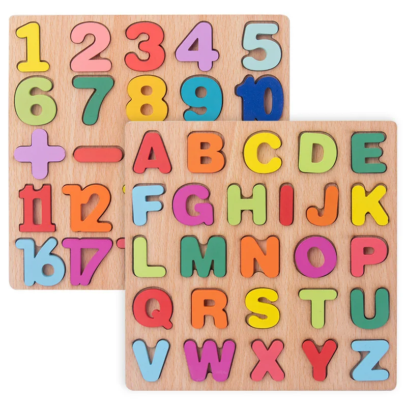 Wooden Alphabet Number Puzzles - Educational Kids Game