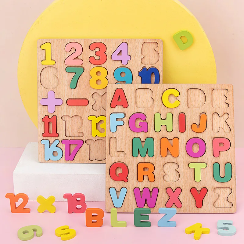 Wooden Alphabet Number Puzzles - Educational Kids Game