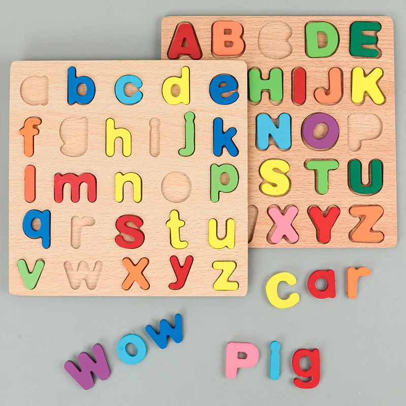 Wooden Alphabet Number Puzzles - Educational Kids Game