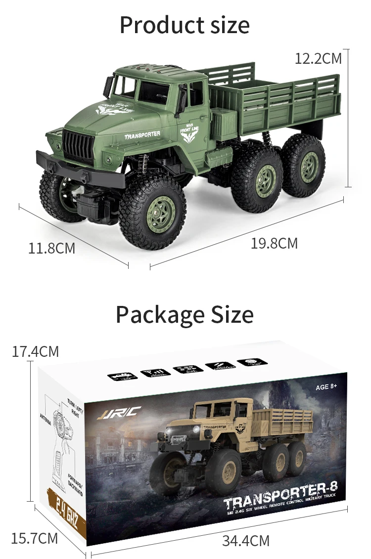 JJRC 1/18 Rc Car Off-Road 4x4 2.4G Radio Controlled Car Military Electric Machine 10Km/h Rc Buggy Children's Cars Toys for Boys