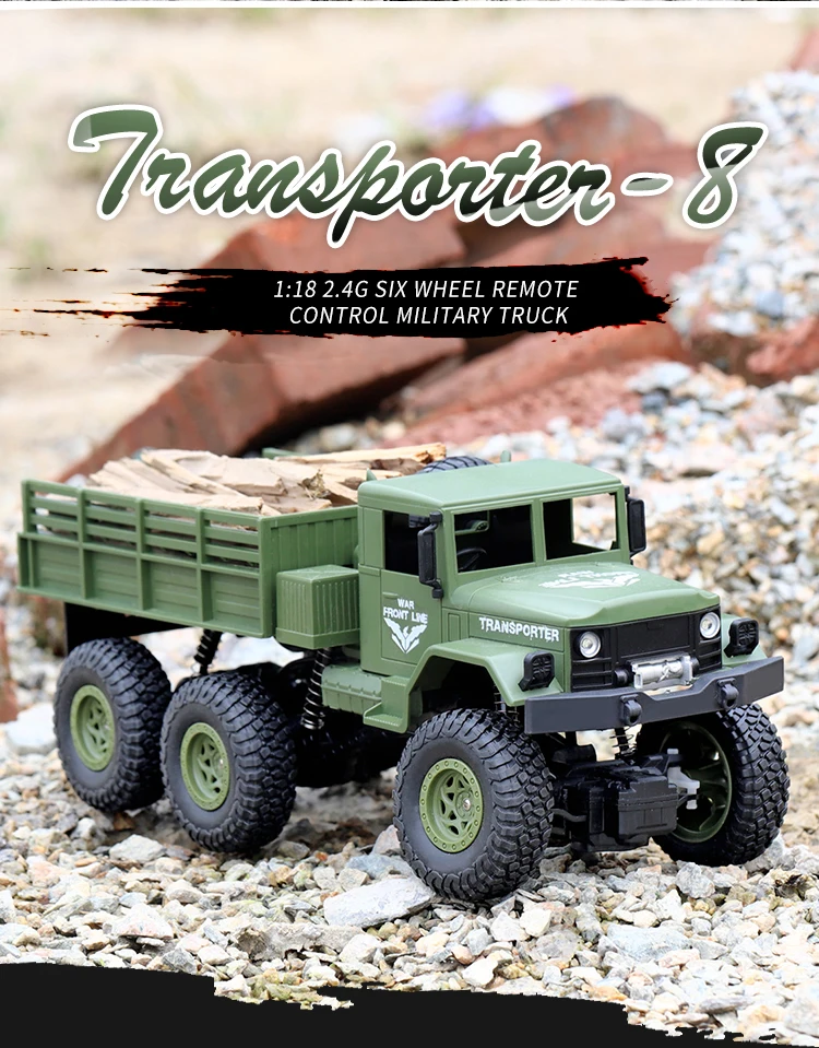 JJRC 1/18 Rc Car Off-Road 4x4 2.4G Radio Controlled Car Military Electric Machine 10Km/h Rc Buggy Children's Cars Toys for Boys