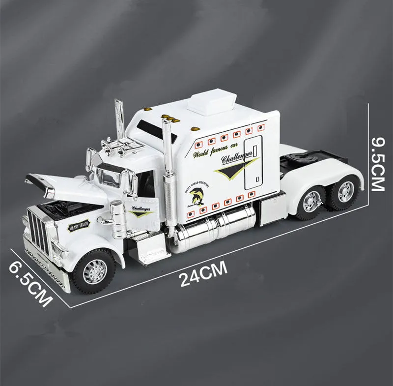 New 1/24 Alloy Trailer Truck Head Car Model Diecast Metal Container Truck Engineering Transport Vehicles Car Model Kids Toy Gift