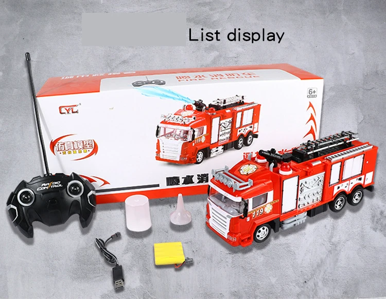 RC Rescue Fire Engine Toy Truck Radio Control RC Fire Truck with Working Water Pump Shoots and Squirts Water Toys for Kids