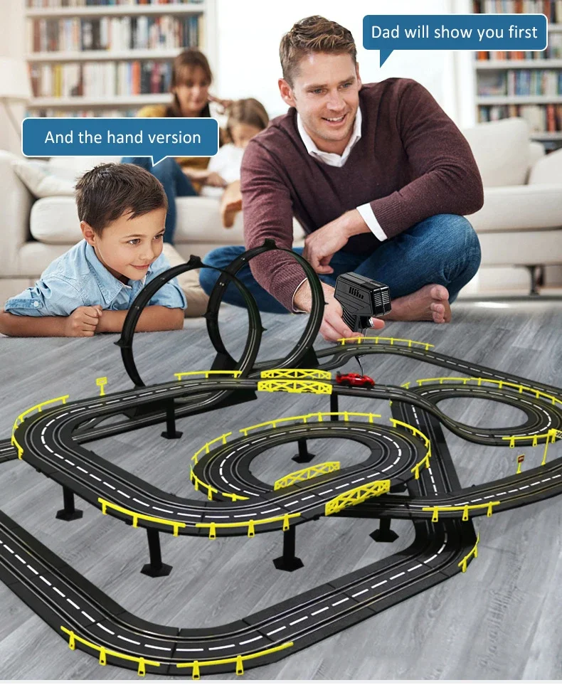 1/43 Electric Rail Car Double Remote Control Car Racing Track Toy Autorama Circuit Voiture Electric Railway Slot Race Car Toy
