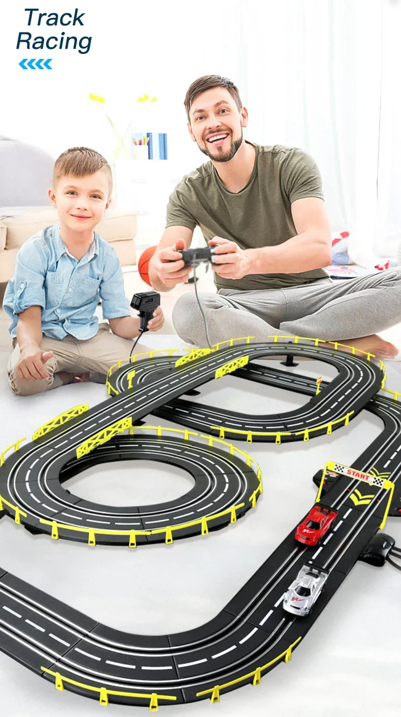 1/43 Electric Rail Car Double Remote Control Car Racing Track Toy Autorama Circuit Voiture Electric Railway Slot Race Car Toy