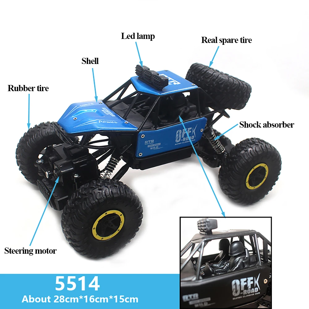 4WD Electric RC Car Remote Radio Control Vehicle 4x4 Drive Off Road Toys For Girl Boy Kids Children Christmas Birthday Gift