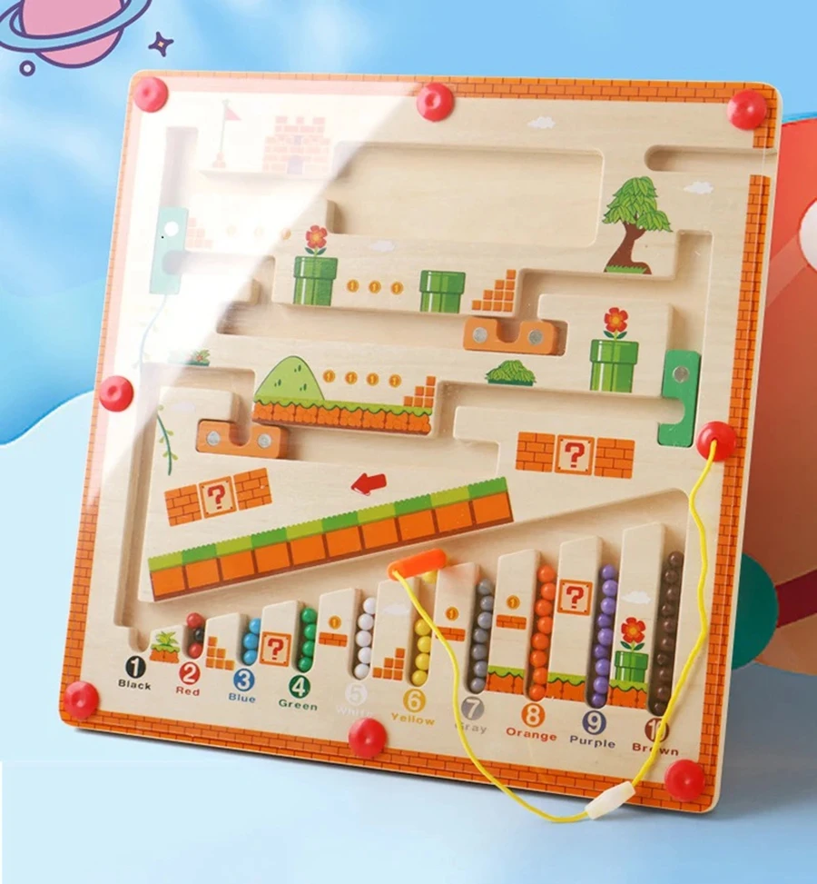 Wooden Magnetic Montessori Color & Number Matching Educational Toy