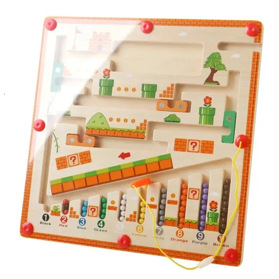 Wooden Magnetic Montessori Color & Number Matching Educational Toy