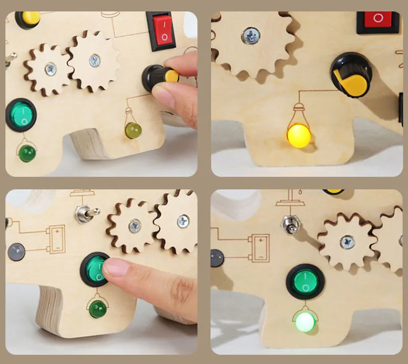 Wooden Montessori LED light Busy Board Sensory Toys for Toddlers