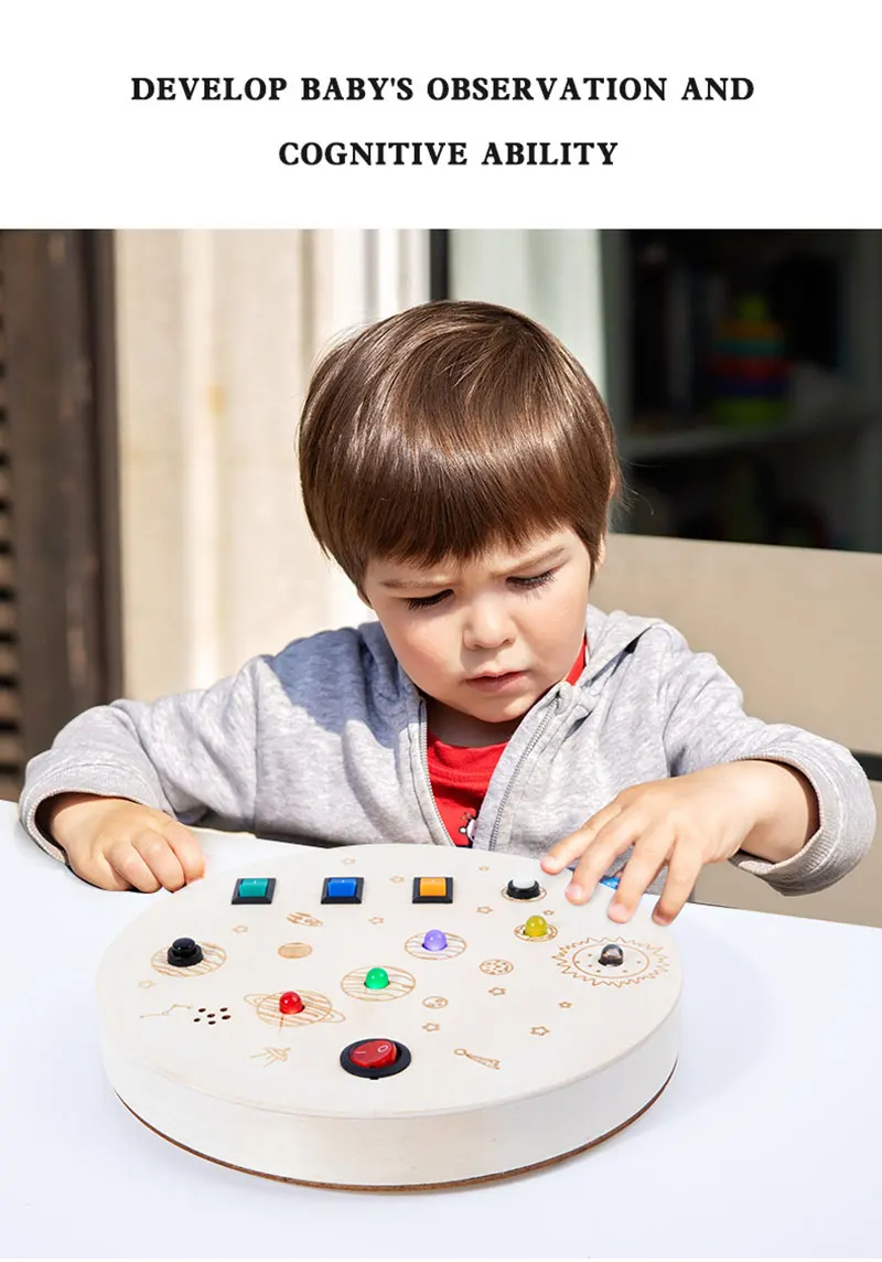 Wooden Montessori LED light Busy Board Sensory Toys for Toddlers