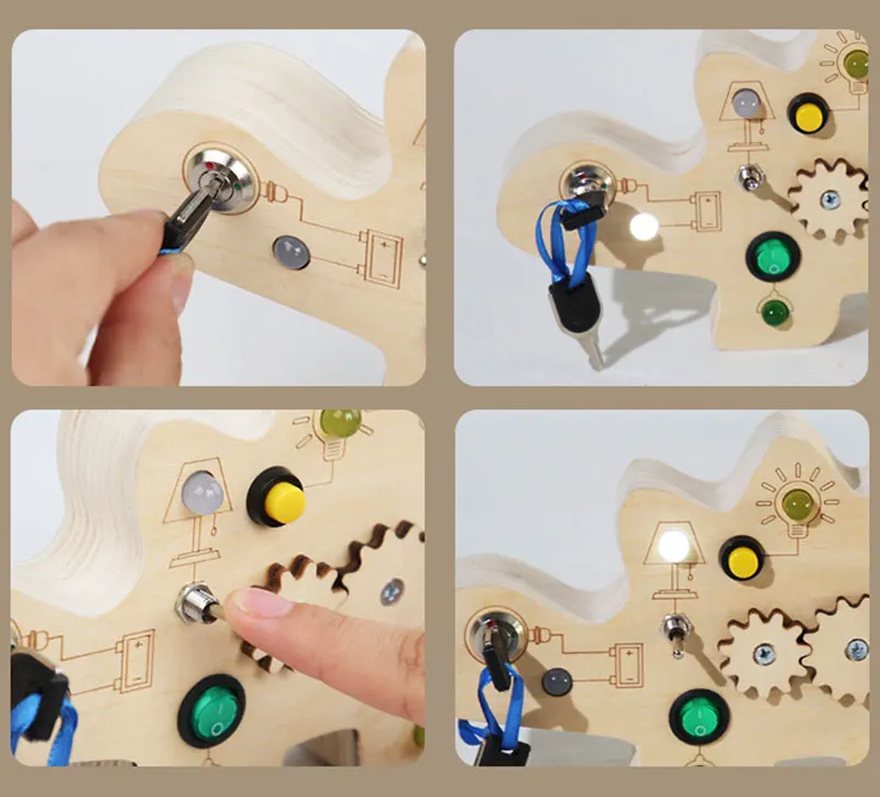 Wooden Montessori LED light Busy Board Sensory Toys for Toddlers