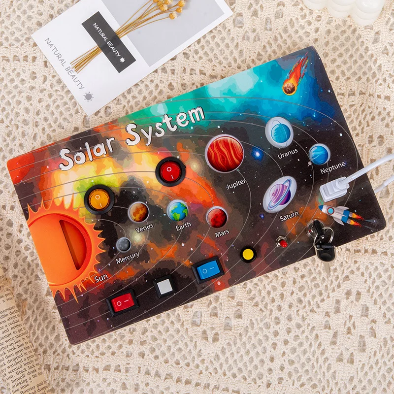 Wooden Montessori LED light Busy Board Sensory Toys for Toddlers