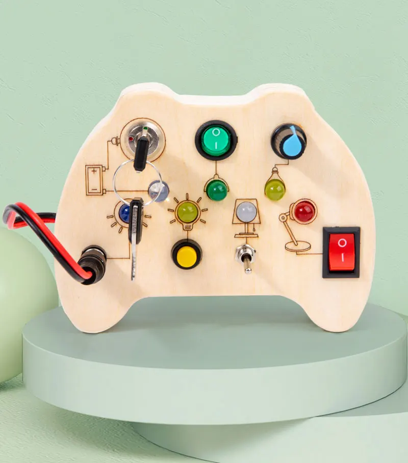 Wooden Montessori LED light Busy Board Sensory Toys for Toddlers