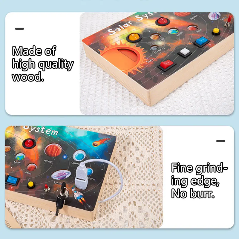 Wooden Montessori LED light Busy Board Sensory Toys for Toddlers