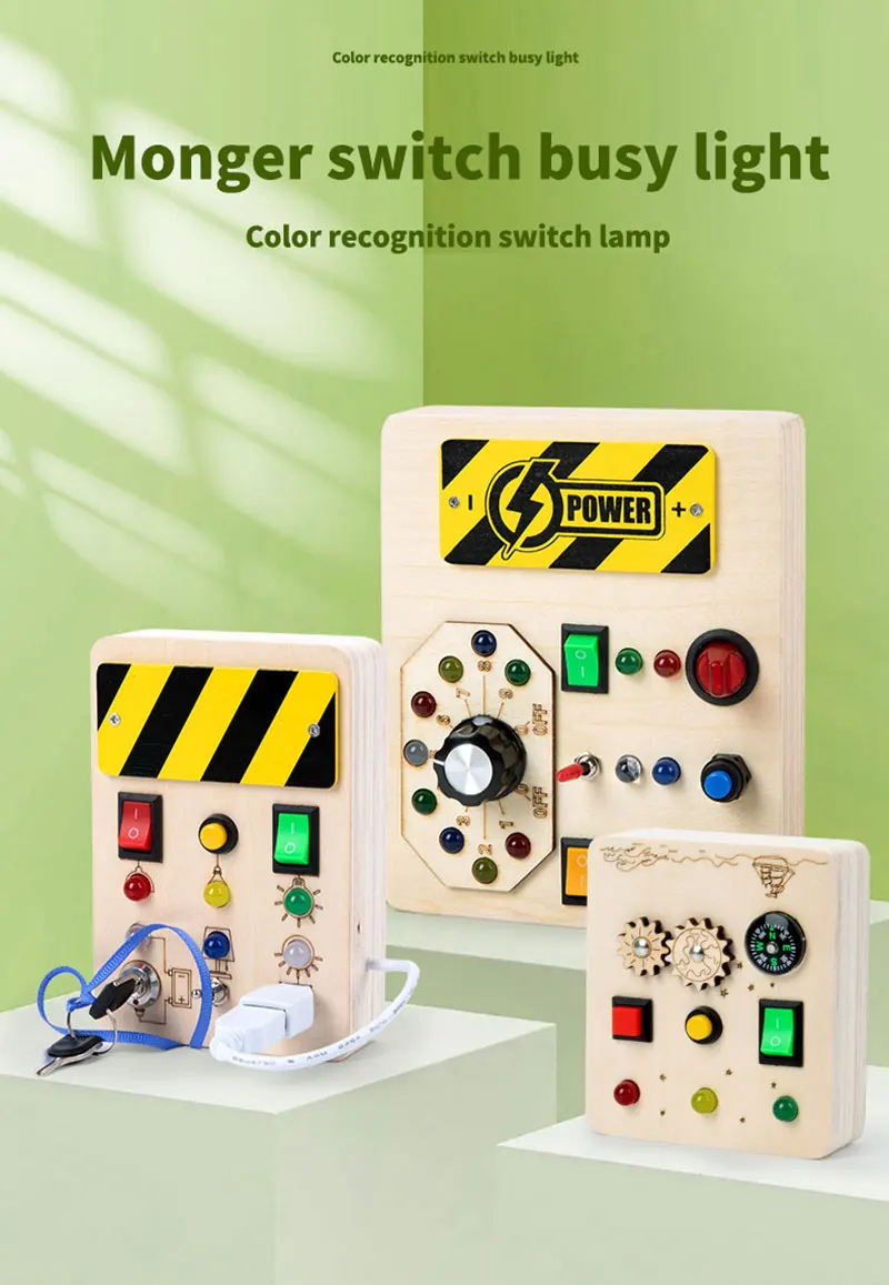 Wooden Montessori LED light Busy Board Sensory Toys for Toddlers