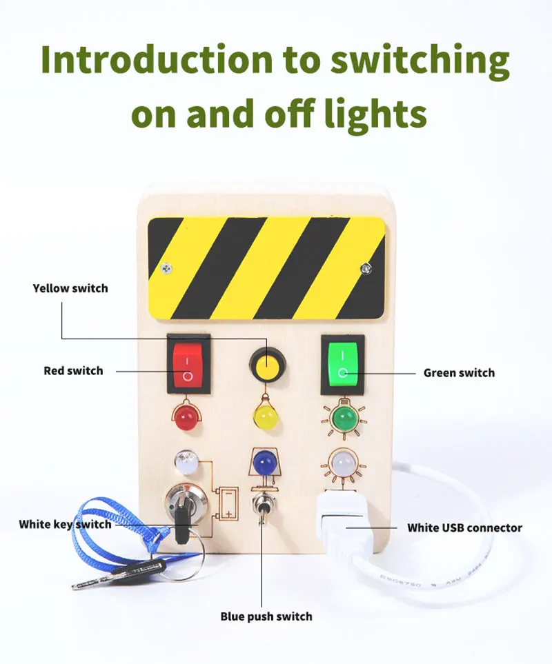 Wooden Montessori LED light Busy Board Sensory Toys for Toddlers