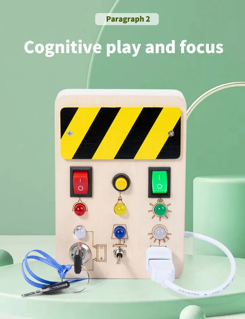 Wooden Montessori LED light Busy Board Sensory Toys for Toddlers