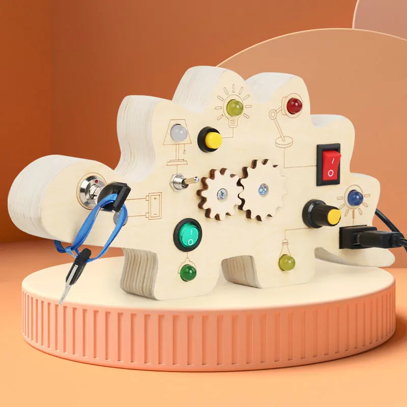 Wooden Montessori LED light Busy Board Sensory Toys for Toddlers