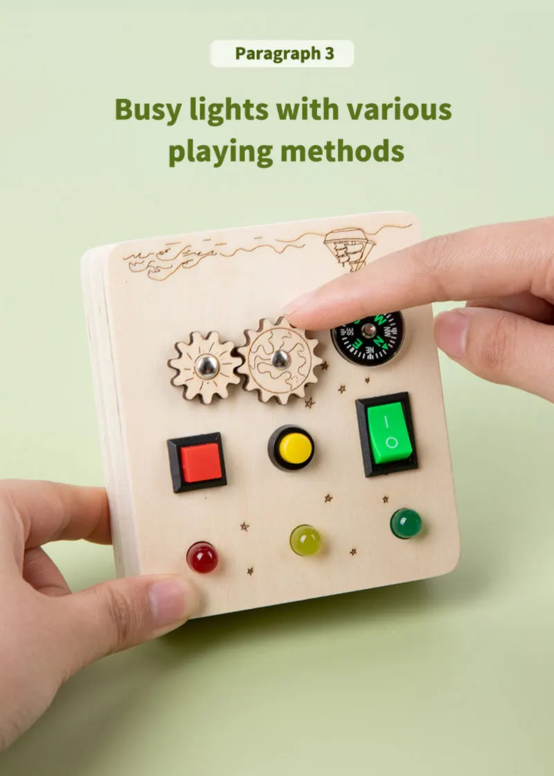 Wooden Montessori LED light Busy Board Sensory Toys for Toddlers