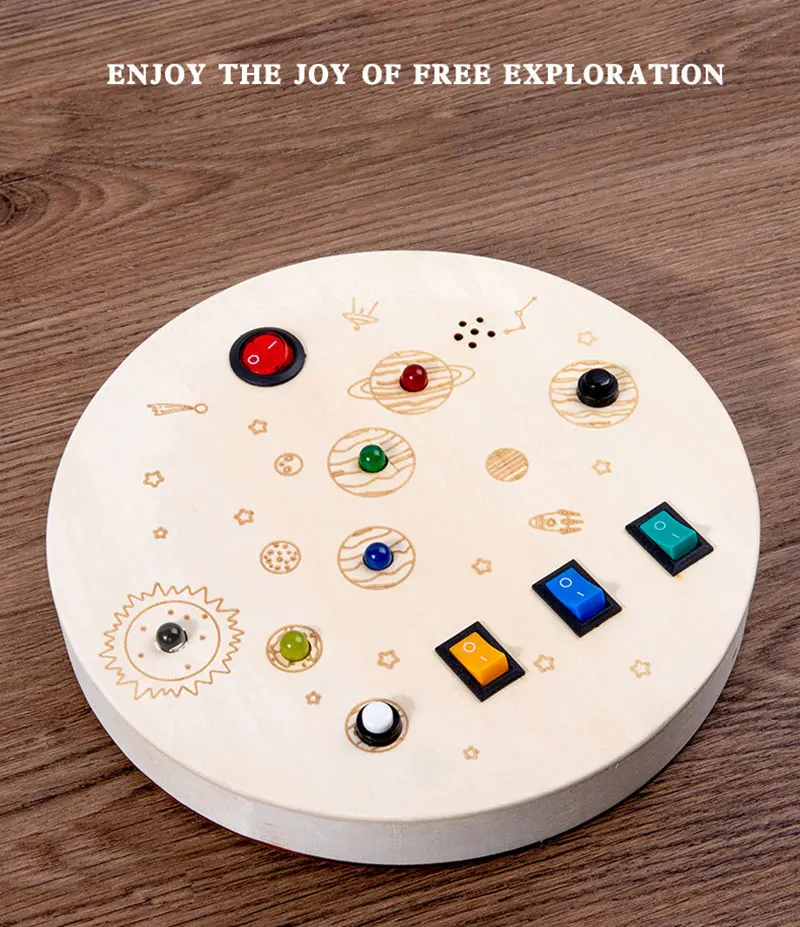 Wooden Montessori LED light Busy Board Sensory Toys for Toddlers