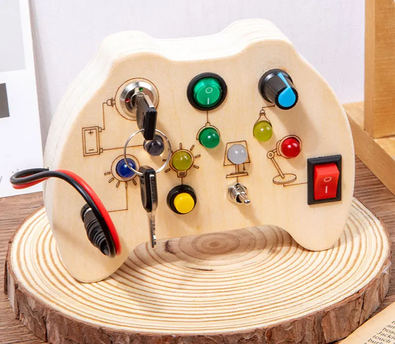 Wooden Montessori LED light Busy Board Sensory Toys for Toddlers