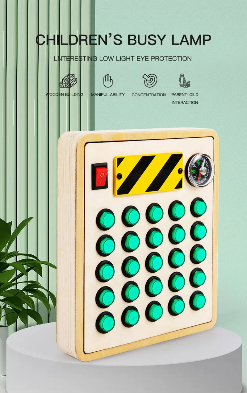 Wooden Montessori LED light Busy Board Sensory Toys for Toddlers