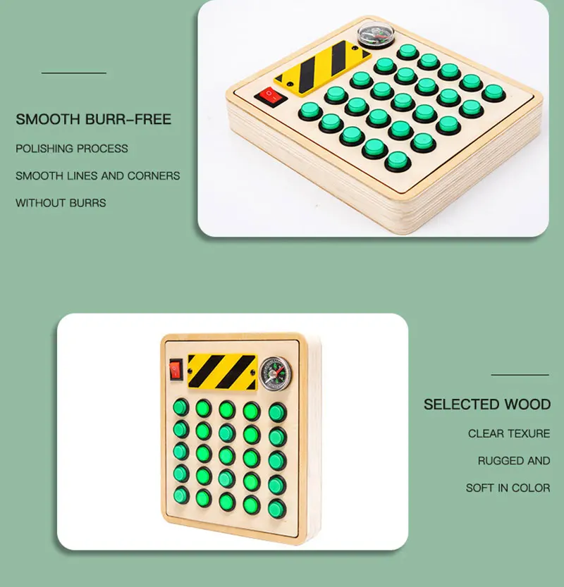 Wooden Montessori LED light Busy Board Sensory Toys for Toddlers