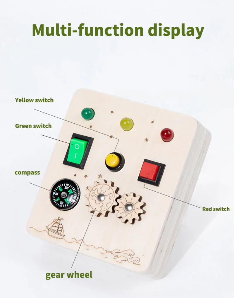 Wooden Montessori LED light Busy Board Sensory Toys for Toddlers