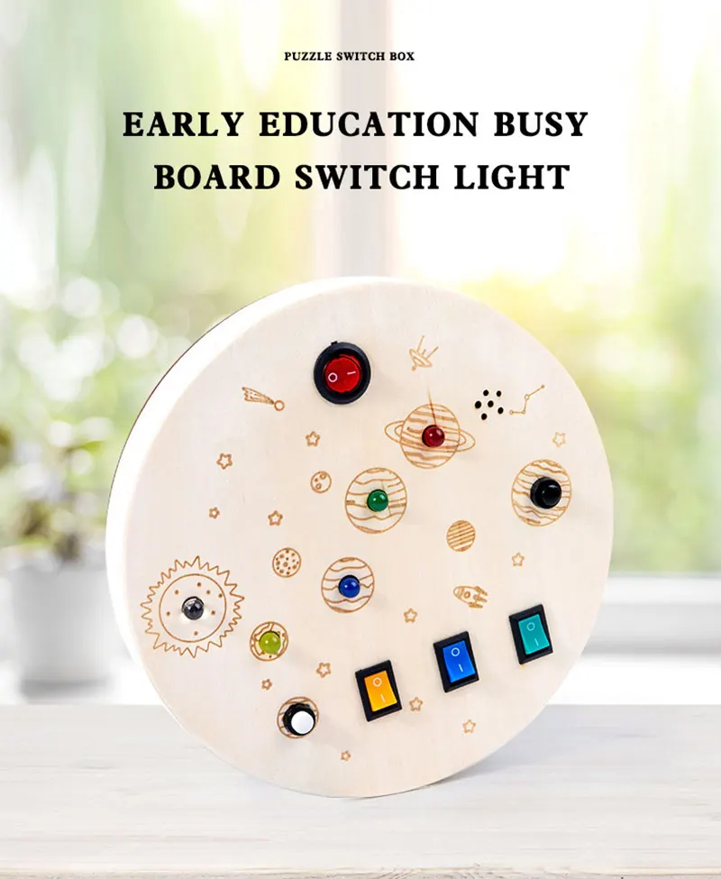 Wooden Montessori LED light Busy Board Sensory Toys for Toddlers