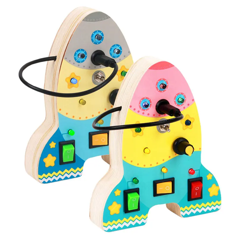 Wooden Montessori LED light Busy Board Sensory Toys for Toddlers