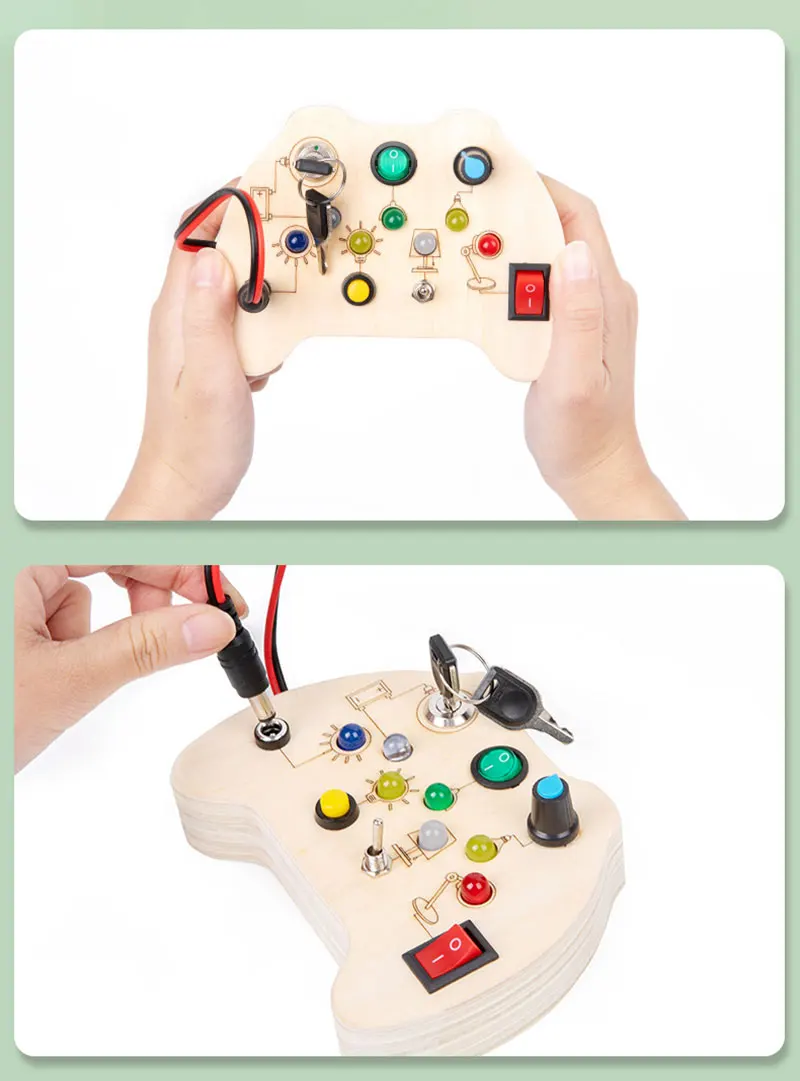 Wooden Montessori LED light Busy Board Sensory Toys for Toddlers