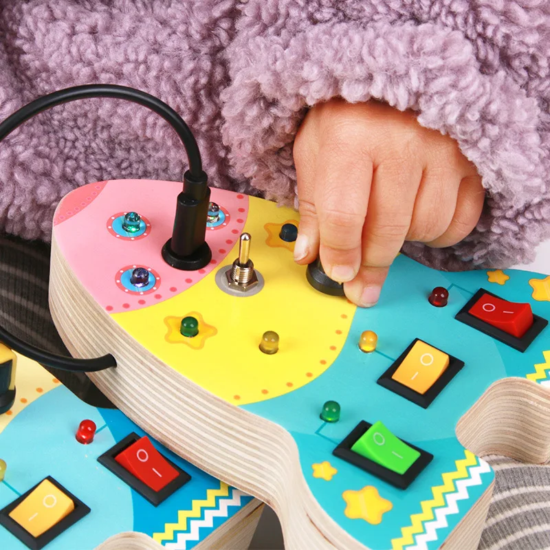 Wooden Montessori LED light Busy Board Sensory Toys for Toddlers